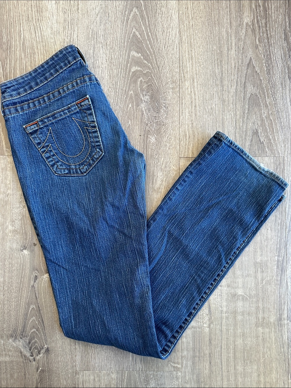 True Religion Women's Deep Blue Straight-Leg Jeans